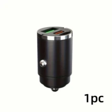 快速充电合金车载充电器，隐形车载充电器，迷你设计拉环车载充电器，双端口点烟器车载充电器适配器，方便携带和充电。汽车配件 - 彩色 - 查看 12