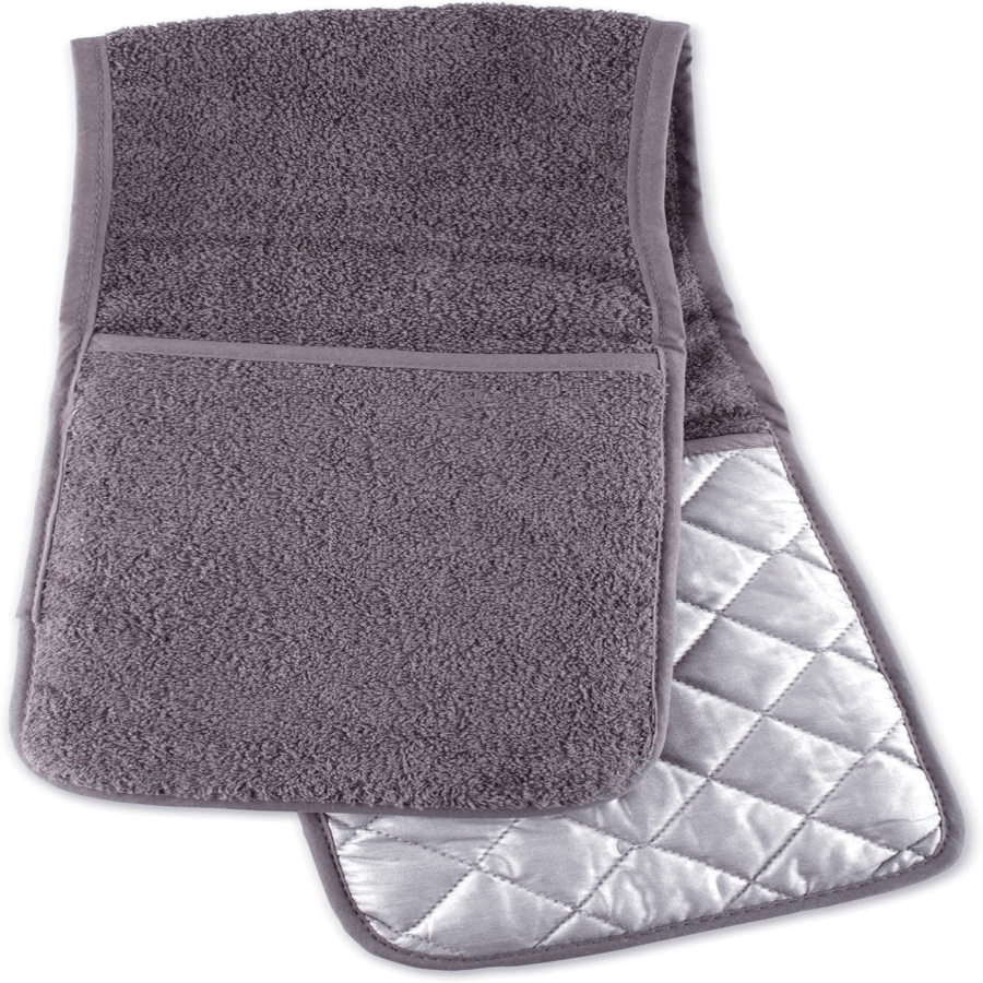 Basic Terry Collection 100% Cotton Quilted, Double Mitt, Gray