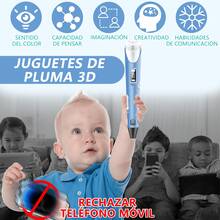 Lápiz de Impresora 3D, Pluma 3D para niños con Visualización LED, Filamento Impresora 3D, Kit Bolígrafo de Impresión 3D para Adolescentes, Adultos y Creadores, Juego de Actividades de Arte Educativo - Azul - Ver 2