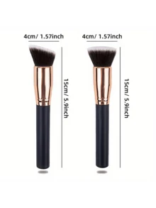 1pc Professional Angled/Flat Blush Brush - Ergonomic Black Wooden Handle, Soft Nylon Bristles For Precise Contouring, Makeup Tool Suitable For Beginners,Foundation Brush,Concealer Brush,Blush Brush,Contour Brush,Blush Brush,Bronzer Brush,Powder Brush,Foundation Brush,Blush Brush