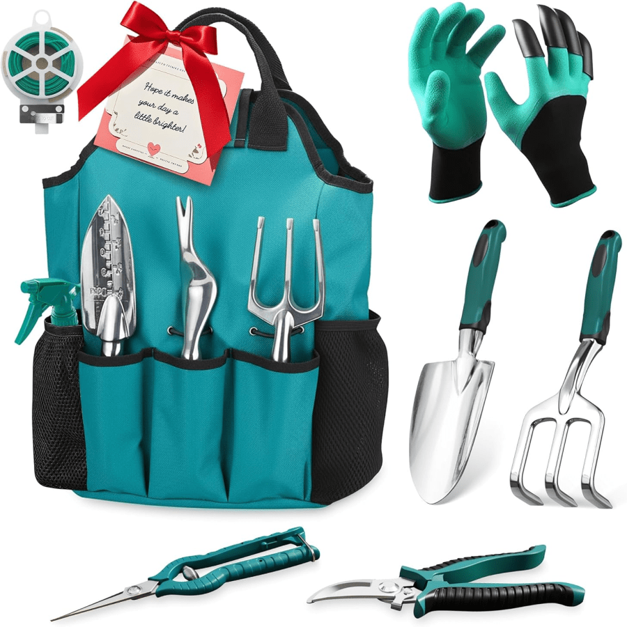 Garden Tool Set, 11 PCS Aluminum Gardening Hand Tools With Tote Bag, Ergonomic Handle, Gift For Women, Garden Star...