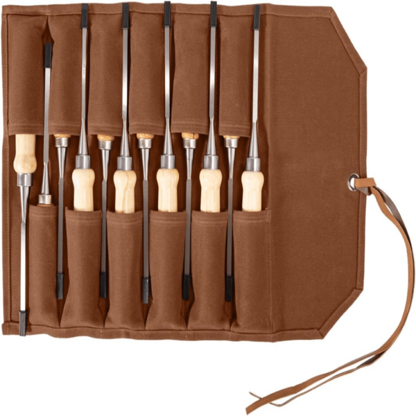 12 Pockets Tool Roll Up Pouch, Chisel Roll,Waxed Canvas Small Tool Roll Organizer And Wrench Roll Up Pouch,Chisel,...