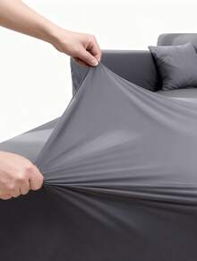 Plain Sofa Cover, Single Size, 1/2/3/4 Seater, Various Colors, Immediate Shipping, Adjustable, Full Protection - Gris - Ver 6