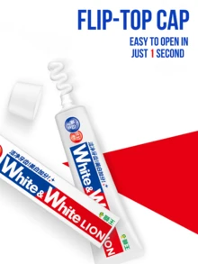 LION White & White Dutch Mint Whitening Toothpaste, 150g/5.29oz - Fluoride Formula, Deep Cleans Teeth And Removes Stains, Gentle Abrasion Won't Damage Teeth, Fresh Dutch Mint Flavor, Flip-Top Design For Easy Opening, Daily Whitening And Freshness. - Lion Whitening Toothpaste (Dutch Mint Flavor) - View 7