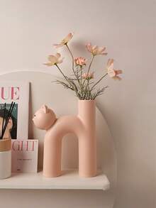 1 pieza de un lindo florero con forma de gato - Estilo minimalista moderno, color blanco puro, silueta adorable de gato, que mejora la estética del hogar, adecuado para arreglos de mesa en la sala de estar, decoración del dormitorio y regalo de inauguración de la casa, ideal para escenarios acogedores durante todo el año