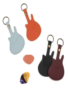 1pc Guitar Pick Holder Keychain, Personalized Guitar-Shaped Faux Leather Pick Pouch With Stitching Closure, Guitar Pick Case, Suitable For Holiday Gifts - Multicolor - View 13
