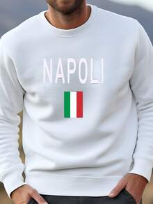 Mens Napoli Sweatshirt, Italy Trip Sweater, Italian Flag Pullover, Italia Travel Crewneck, Naples City Pride Hoodie, Souvenir Gift Sweatshirt - 白色 - 查看 1