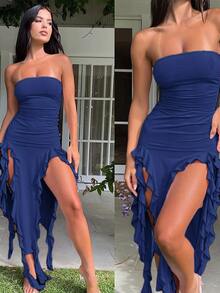 Women Midi Dresses - Navy Blue - View 6