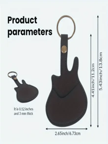 1pc Guitar Pick Holder Keychain, Personalized Guitar-Shaped Faux Leather Pick Pouch With Stitching Closure, Guitar Pick Case, Suitable For Holiday Gifts - Multicolor - View 4
