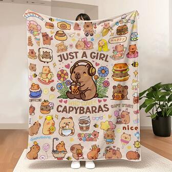 Kapybara-presentfilt för barn vuxna djurälskare, flanellfilt, mjuk mysig, varm, fluffig och fuzzy filt för soffa, säng, resor, vardagsrum, hem, inredning