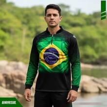 Camisa Camiseta Blusa Agro Brasil Deus Pátria Família Com Proteção Uv50 - Verde e Amarelo - Visão 3