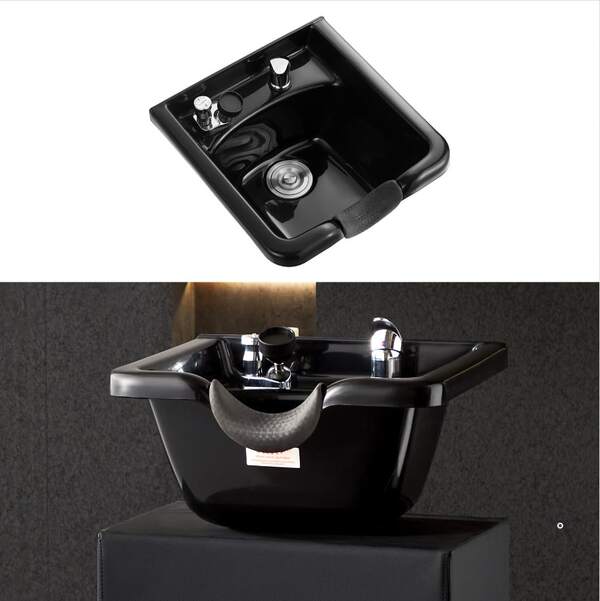 Shampoo Bowl, ABS Plastic Shampoo Sink For Salons And Home, Easy To Clean And Install Salon Shampoo Bowls For Hair Stylists, Shampoo Sink For Spa Center, Barbershop And Beauty Salon Use, Black