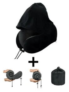 可调节颈枕 - 聚酯纤维材质，可水洗，多种颜色可选，适合汽车旅行和户外使用，舒适支撑颈部