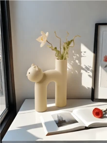 1 pieza de un lindo florero con forma de gato - Estilo minimalista moderno, color blanco puro, silueta adorable de gato, que mejora la estética del hogar, adecuado para arreglos de mesa en la sala de estar, decoración del dormitorio y regalo de inauguración de la casa, ideal para escenarios acogedores durante todo el año