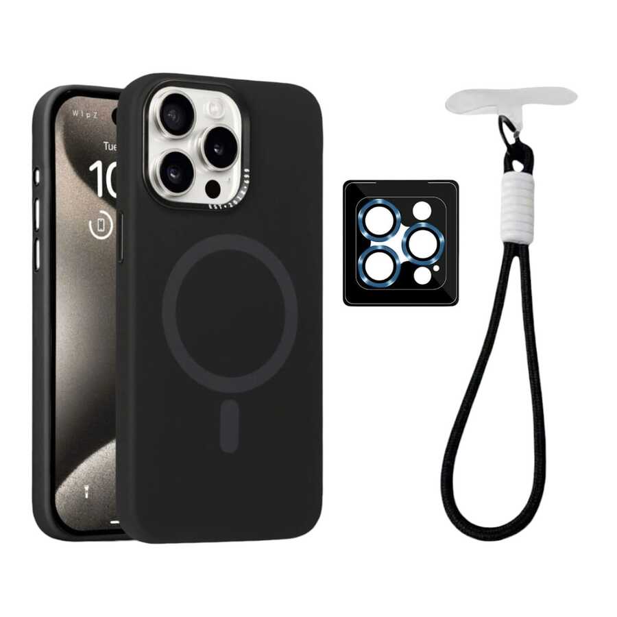 Mida Style Kit Case Compatible With IPhone Mate With Holder Plus Camera Lenses Magnetic Technology Heavy Duty Use - Black - View 1