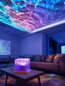 1pc 16-Color LED Night Light, Christmas Decor, Room Decor, With Remote Control - Decorative Art Wave Projection Lamp, USB Powered Electronic Light, Home, Dorm, Bedroom Decor With Purple Light, Excellent Effect