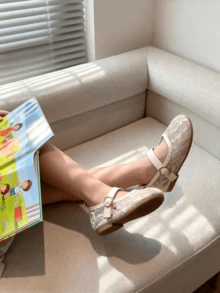 Zapatos planos para niñas, un par de zapatos planos de malla y encaje lindos y de moda, transpirables, suaves y cómodos, la primera opción tanto para uso en casa como al aire libre, zapatos planos ligeros para niñas