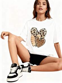 Playera estampada de cuello redondo para mujer, 100 % algodón, decorada con un estampado. 1 pieza. Gramaje: 180 gramos. 100 % algodón. Ideal para crear un look informal de verano. - Blanco - Ver 6