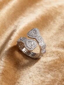 1枚优雅奢华镶嵌双心形戒指