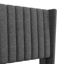 Butterslay Linen Blend Upholstered Bed Frame Wingback Channel Headboard Sturdy Wood Frame 800lb Capacity Foam-Padded Floor Protection Full/Queen/King, Black/Dark Gray/Ivory/Navy Blue/Pink - Dark Gray - 查看 2