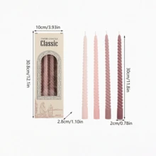 1盒/4支蜡烛，长杆蜡烛，30厘米渐变莫兰迪彩色螺旋蜡烛，浪漫家居烛光晚餐，婚礼蜡烛，家居装饰蜡烛，家居摆件，彩色螺旋照明蜡烛，生日礼物 - 彩色 - 查看 4