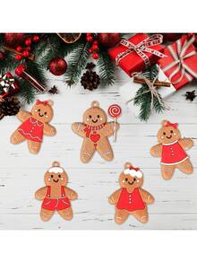 8/16 Pcs Gingerbread Man Ornaments: Add Sweet Ambiance To Your Christmas Tree Decorations! Christmas Halloween Thanksgiving Easter Gifts,Christmas Tree,Santa Claus,Christmas Decorations,Gingerbread House,Christmas Gifts Christmas Tree Hangings,Christmas