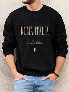 Mens Roma Italia Sweatshirt, La Città Eterna Sweater, Eternal City Top, Rome Colosseum, Rome Italy Pullover, Roma Italia, Roma Gift, Unisex Sweatshirt - 黑色 - 查看 2