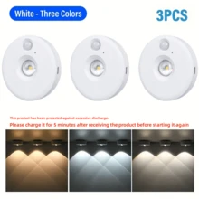 1/3/6pcs LED Rechargeable Small Spotlight, Human Body Sensing Night Light, Ambient Light And Shadow Light, Three Color Dimming/Magnetic Installation/Remote Control And Human Body Sensing/Sensing Mode Or Full Light Mode Can Be Freely Switched, Suitable For Display Cabinets/Wardrobes/Cabinets, Etc. (250mAh)
