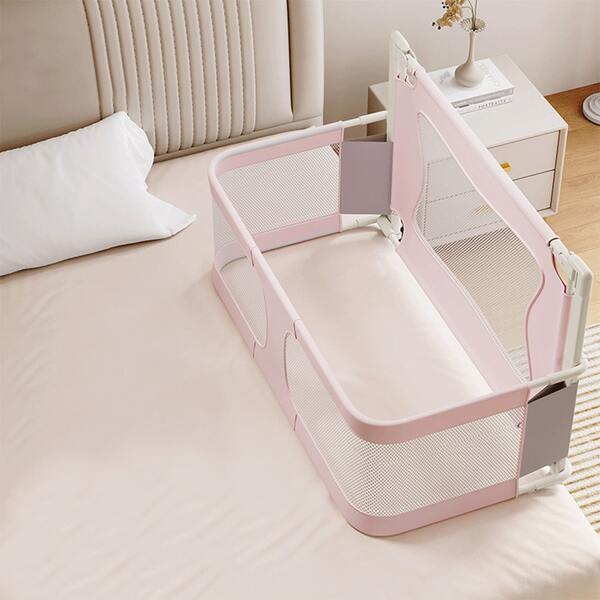 3 in 1 babybett,Babywiege,120x50cm,reisegitterbett, beistellbett baby boxspringbett,mit Moskitonetz,hochklappbarer Zaun, Babybett mit Gittern, der auf das Bett gestellt werden kann
