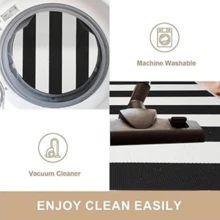 Door Mat Outdoor Cotton Handwoven Farmhouse Layered Door Mat Washable Striped Porch Rug Carpet Mat For Entrance Kitc... - 70 x 110 公分(長方形) - 查看 5