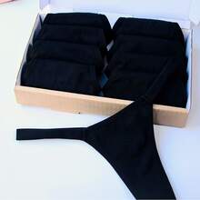 Set Of 12 Microfiber Double String Panties | Luxury Lingerie | Black - Negro - Ver 6