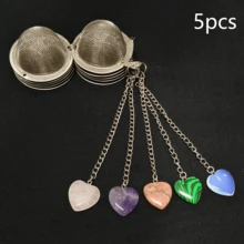 1-10pcs Natural Amethyst, Rose Quartz, Red Jade, Tiger Eye, Black Obsidian Tea Infuser, 304 Stainless Steel Tea Strainer, Tea Infuser Basket With Chain For Loose Leaf Tea, Teapot, Cooking - Multicolor - View 23
