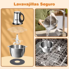 Triturador de Carne Eléctrico Grande Capacidad 2L/3L Aço Inox, Batidora Cocina Multifuncional 550W para Carne Verduras Nueces, Fácil de Limpiar - Tipo de Enchufe A USA (110-127V) - Ver 7