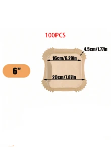 100/50/25pcs Paper Air Fryer Liners, 6-Inch Non-Stick Circular Baking Paper, Compatible With Most Air Fryers - Multicolor - View 10