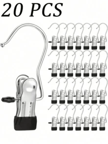 20pcs Premium Stainless Steel Clothes Clip,Adjustable Metal Pants Hanger With Clips, Laundry Clothes Nail With Hook, Portable Hanging Clothes Clip,50/40/30/15/10/5/1pc Wardrobe Organizer, Boot Hangers For Closet, Clips With Hooks, Multi-Function Single Clip Clothes Hanger, Bootleg Clip, For Pants, Hats, Skirts, Socks, Shoes Dress Pants Shoes Boots,Skirt,Spring,Minimalist,Summer Tops - Multicolor - View 23