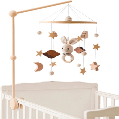 Crib Mobile Arm, Durable Crib Mobile Wooden Arm, DIY Baby Mobile Holder For Crib, Premium Beech Wood Material, Sturd...