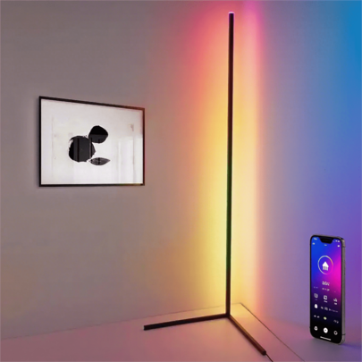 Multi Color Smart RGB Floor Coner Lamp With Music Sync, Modern 16 Million Color Changing Standing Mood Light With APP & Remote Control, DIY Modes & Timer For Bedroom Gaming Room Decor 155CM 40CM Floor Lamp For Living Room