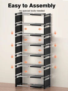 1个8层/7层双排鞋架，适用于客厅、宿舍，无需组装，家居装饰布艺鞋架，必备家居配件 - 彩色 - 查看 8