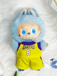 怪兽毛绒湖人队8号球衣短裤娃娃套装，可爱运动装，撞色设计，热门球迷/收藏品，热销展示/礼品，正宗运动风格，篮球赛季必备，展现球队精神，时尚娃娃装 - 黃色8號 - 查看 7