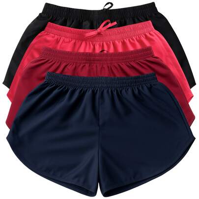 Moda Plus Size feminina kit com 4 Shorts tactel liso para praia, caminhada ou lazer G1 ao G4 (EXG)