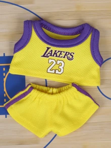The Monsters Labubu Lakers Yellow No.23 Jersey & Shorts Doll Clothes Set, Kawaii Sports Outfit, Bold Reverse Color Design, Hot Fan/Collector Item, Viral Display/Gifting Pick, Authentic Sports Style, Basketball Season Essential, Team Spirit Statement, Stylish Out Out Doll Statement