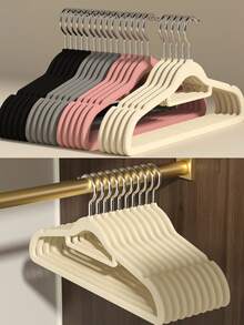 Durable, Flexible, Super Resistant Non-Slip Velvet Hanger - Saves Wardrobe Space - 米色 - 查看 1