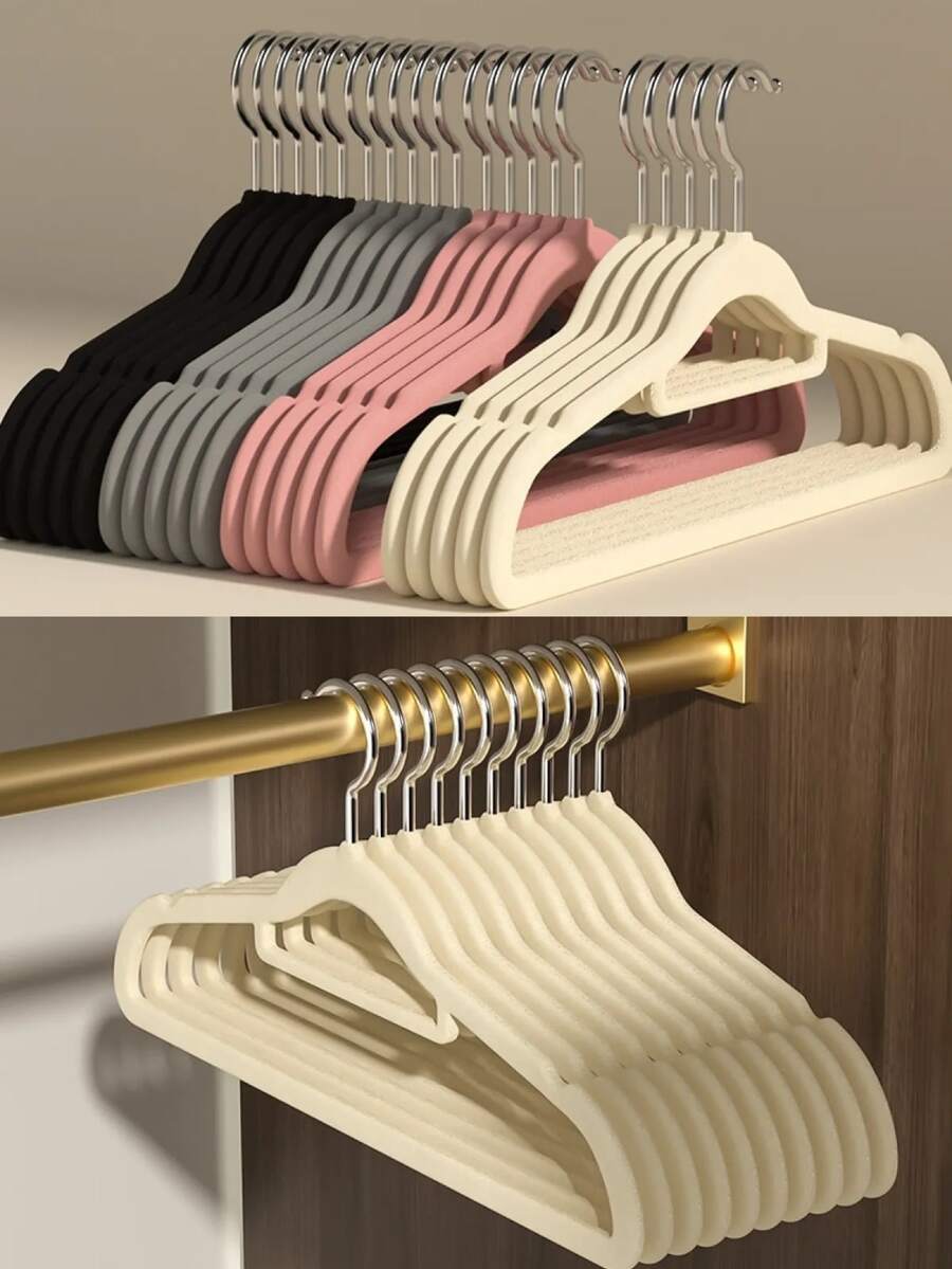 Durable, Flexible, Super Resistant Non-Slip Velvet Hanger - Saves Wardrobe Space - 米色 - 查看 1