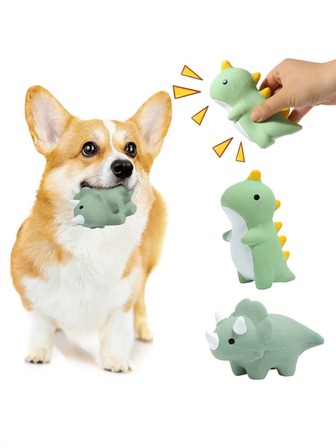 1 pieza Juguete de látex con forma de dinosaurio para perros con sonido, juguete para masticar y limpiar los dientes de las mascotas, para autoentretenimiento, alivio del aburrimiento y entrenamiento de la dentición, adecuado para perros pequeños y medianos