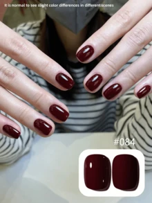 1pc 15ml Wine Red Gel Nail Polish Starter Pure Soak Off No Wipe Nail Gel Polish Suitable For All Seasons - Burgundy - View 3
