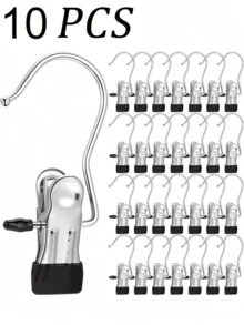 20pcs Premium Stainless Steel Clothes Clip,Adjustable Metal Pants Hanger With Clips, Laundry Clothes Nail With Hook, Portable Hanging Clothes Clip,50/40/30/15/10/5/1pc Wardrobe Organizer, Boot Hangers For Closet, Clips With Hooks, Multi-Function Single Clip Clothes Hanger, Bootleg Clip, For Pants, Hats, Skirts, Socks, Shoes Dress Pants Shoes Boots,Skirt,Spring,Minimalist,Summer Tops - Multicolor - View 21