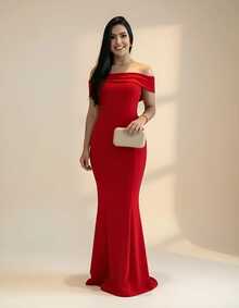 Long Party Dress With Strapless Cups For Bridesmaid Prom - 紅色 - 查看 1