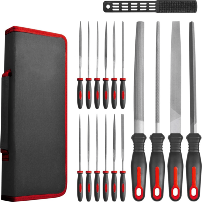 Set ValueHall 18Pcs High Carbon Steel Metal File Set Includes 4 Flat/HalfRound/Round/Triangle Files 12 Needle Files ...