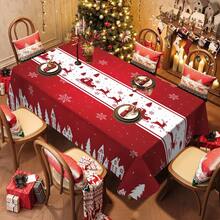 1 件圣诞麋鹿图案桌布，红白色背景防滑涤纶桌布，适用于厨房、烧烤、野餐、派对、圣诞装饰 - 彩色 - 查看 12