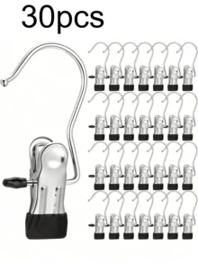 20 件优质不锈钢衣夹，可调节金属裤架（带夹子），洗衣衣钉（带钩），便携式挂衣夹，50/40/30/15/10/5/1 件衣柜整理器，衣橱靴子衣架，带钩夹子，多功能单夹衣架，靴子夹，适用于裤子、帽子、裙子、袜子、鞋子、裙子、裤子、鞋子、靴子、裙子、春季、极简主义、夏季上衣